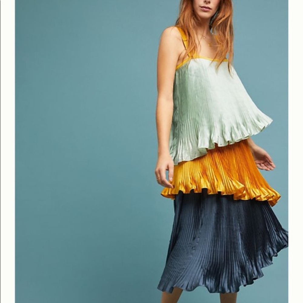 Anthropologie Guapa Pleated Colorblock Dress